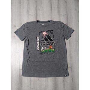 Adidas 8-Bit Sports T-Shirt Youth XL Video Games 3 Stripe Logo Grey Short Sleeve